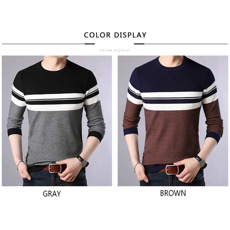Flash Sale TFETTERS 2019 Autumn Casual Men's Sweater Men's O-neck Striped Slim Fit Knittwear Mens Sweaters Pullovers Mens Pullover Neck