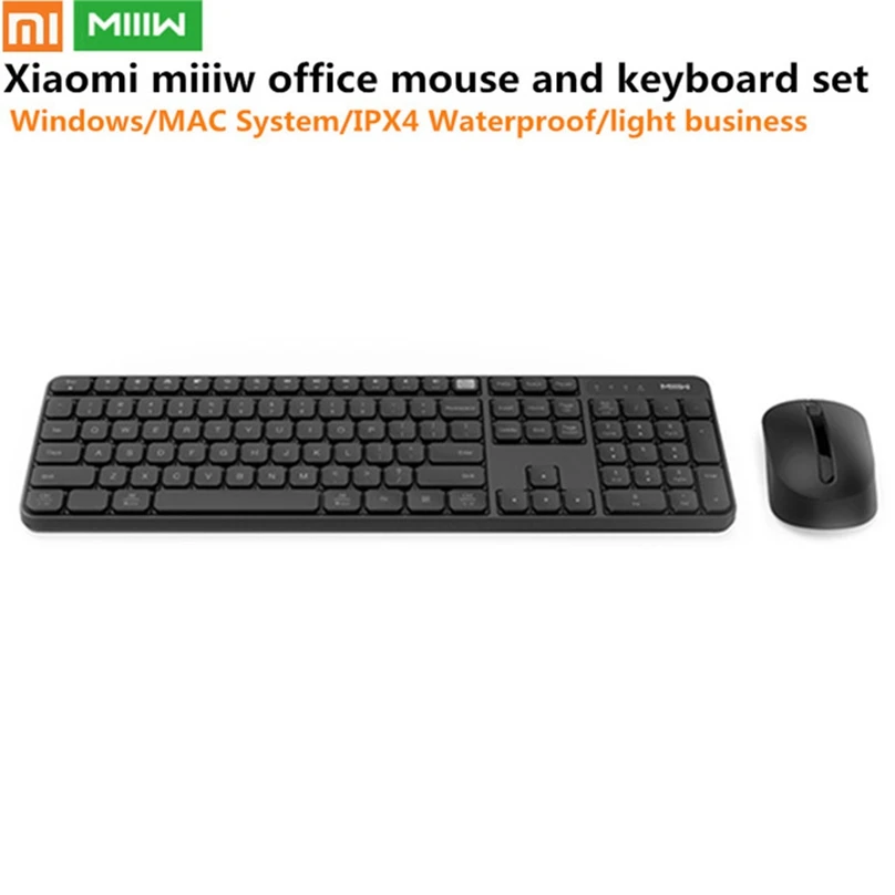 Durable Xiaomi MIIIW Wireless Office Keyboard& Mouse Set 104 Keys 2.4GHz Multi System Compatible Wireless Portable Keyboard