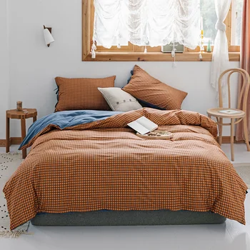 

Geometric lattice Nordic bedding set duvet cover bed sheets and pillowcases bed linen 100% washed cotton bed sets king size