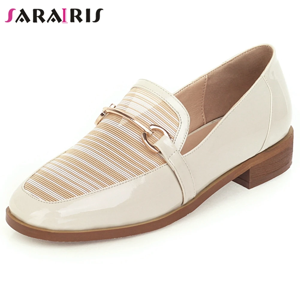 

SARAIRIS Fashion Female Metal Square Heel Slip On Low Heel Shallow Pumps Casual Office Brand Pumps Women Spring Shoes Woman