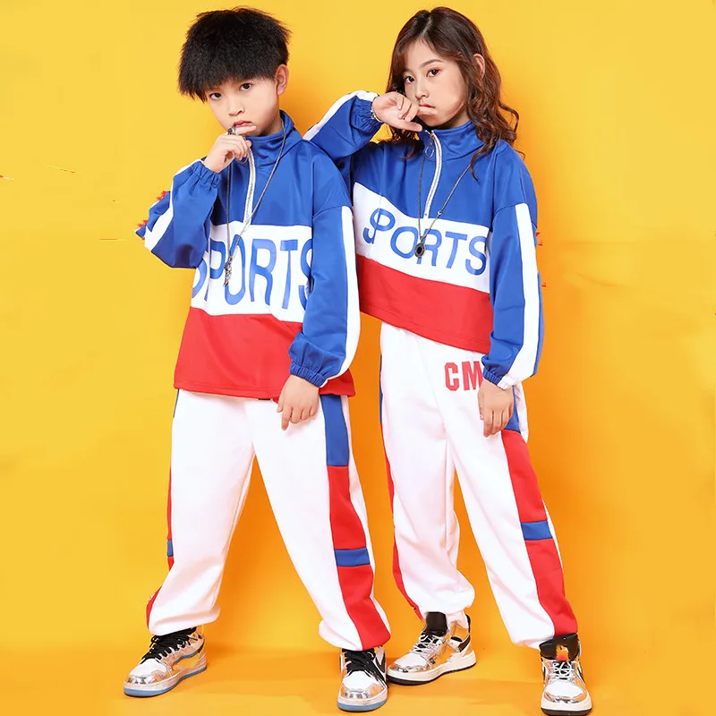 Kids Cool Hip Hop Clothing Stand Collar Jacket Coat Pullover Top Running Causal Pants for Girls Boys Jazz Dance Costumes Clothes (9)