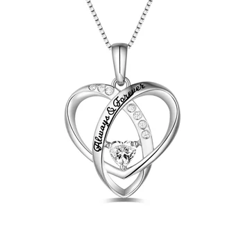 

AILIN Love Heart Pendant With Birthstone Sterling Silver I Love You to the Moon and Back Necklace