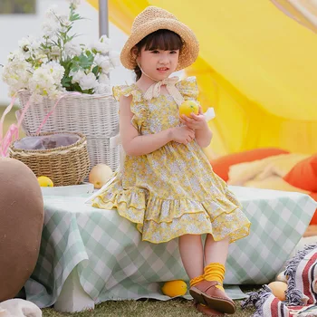 

2020 Summer New Childrenswear Korean Floral Princess Skirt Bow Lace-up Girls Dress girls party dress