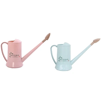 

2Pcs Long Mouth Watering Can Gardening Pot Watering Kettle Watering Pot Watering Pot Green Plant Kettle - Blue & Pink
