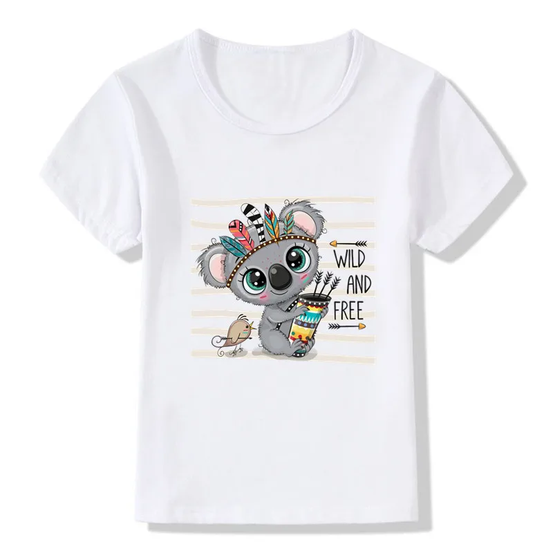 roblox t shirt Summer Kids T Shirt Koala On The Tree Cartoon Print Funny Animal Boys T shirt Casual Baby Girls Clothes Children Tops,HKP5445 christmas shirts T-Shirts