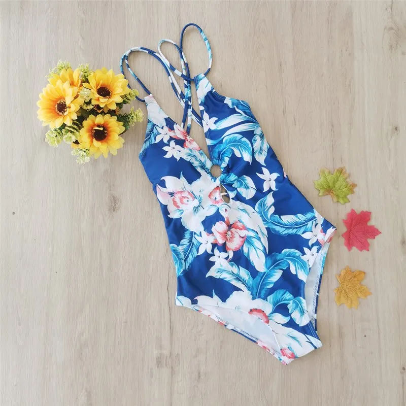 

2020 Print Swimwear Women One Piece Swimsuit Sexy Push Up BodySuit Vintage Bathing Suit Female Retro High Cut Maillot De Bain
