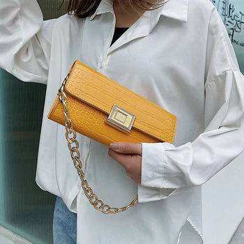 

Ins Women Crocodile Pattern Shoulder Crossbody Bags Casual Alligator Chain Handbags Ladies Underarm Package Female Purse Clutch