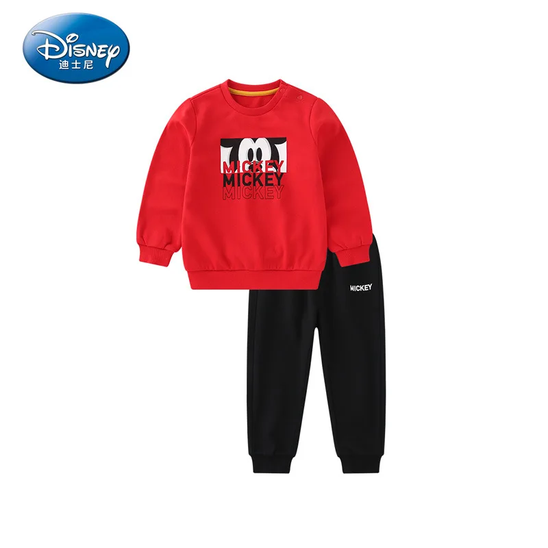 Disney/Коллекция года, одежда для мальчиков с Минни и Микки комплект из двух предметов, Детский комплект с круглым воротником, осенне-зимний спортивный комплект из двух предметов для мальчиков с круглым вырезом