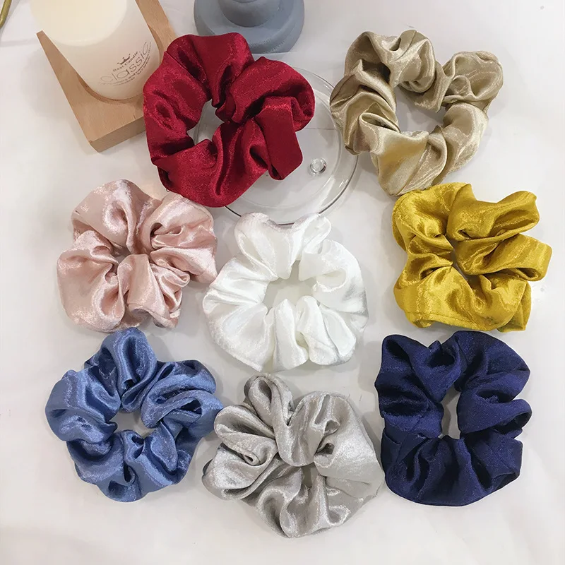 

New arrivals Cloth Bright color Satin Retro Adjustable Elastic Hair Bands Fashion Women Girls Ponytail holder hair accessorries