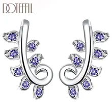 DOTEFFIL 925 Sterling Silver Blue/Purple/White AAA Zircon High Quality Charm Earrings Women Fashion Jewelry Wedding Party Gift