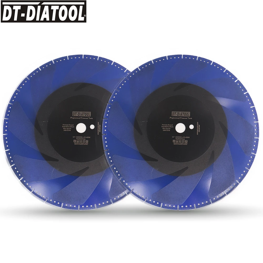 

DT-DIATOOL 2pcs 16" Vacuum Brazed Diamond Cutting Discs 400MM Rescue Demolition Saw Blade Steel Pipe Stone Reinforced Concrete