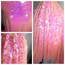 LASUI 1 ярд = 1 шт. Новинка персиково-розовый, зеленый квадратный Блестящий сетчатый кружевной материал DIY платье юбка W0155