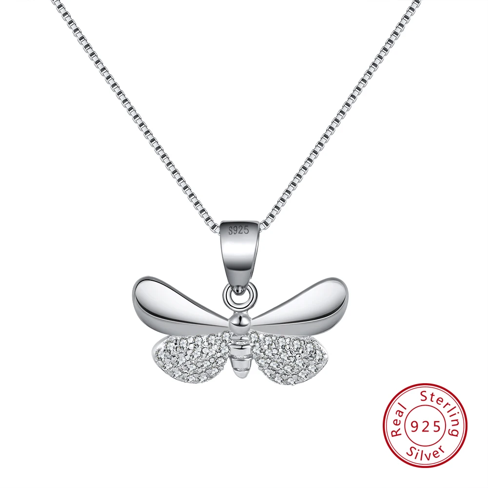 ORSA JEWELS, настоящее 925 пробы, серебряные женские ожерелья, серебро, золото, форма бабочки, AAA циркон, Модный кулон, ювелирные изделия SN89 - Цвет камня: Silver Color