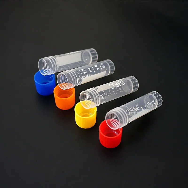 24Pcs 50Pcs 1.8ml(2ml) Plastic Graduated Cryovial Plastic Test Tube Freezing Tube Cold Storage With Screw Cap plastic test tubes centrifuge tube cell freezing container