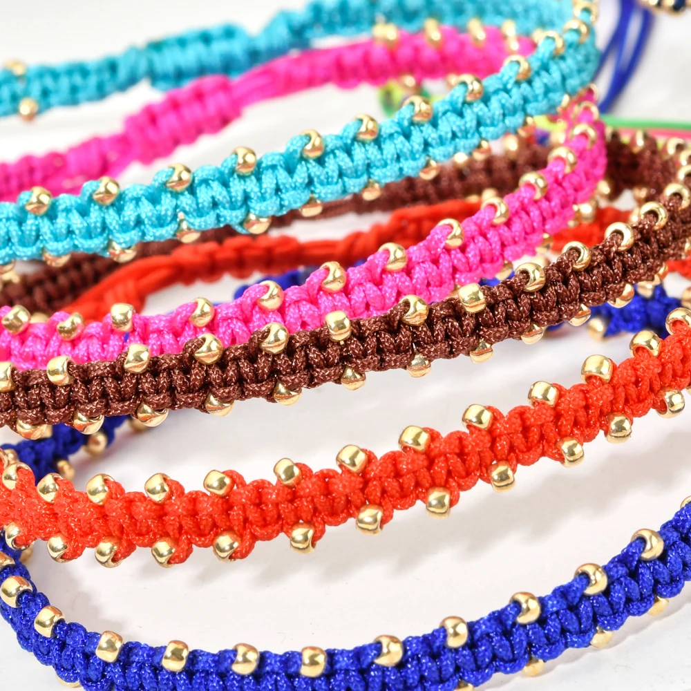 ZMZY Simple Woven Cotton Rope String Bracelet Handmade MIYUKI Gold Color Beads Chic Tassel Bracelets for