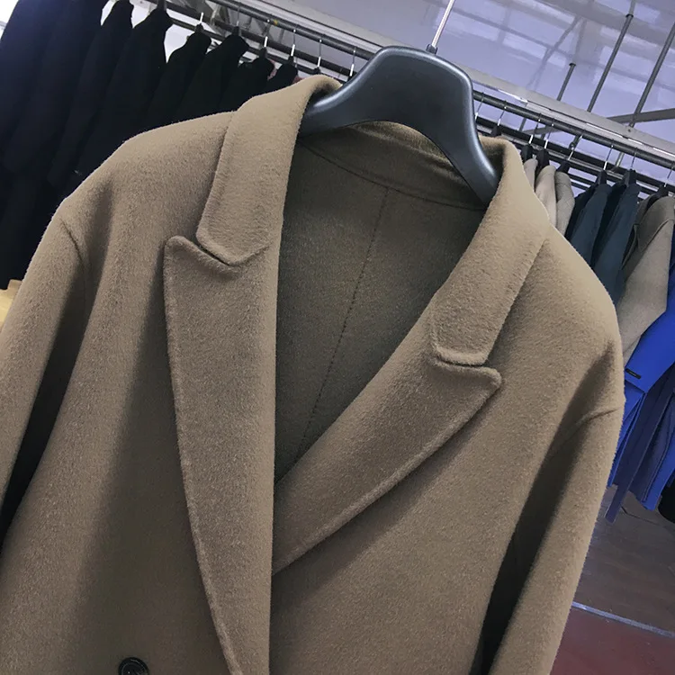 Новинка, зимнее женское Шерстяное двухстороннее шерстяное пальто, ручная работа, Женское шерстяное пальто высокого класса, длинное пальто, верхняя одежда с поясом
