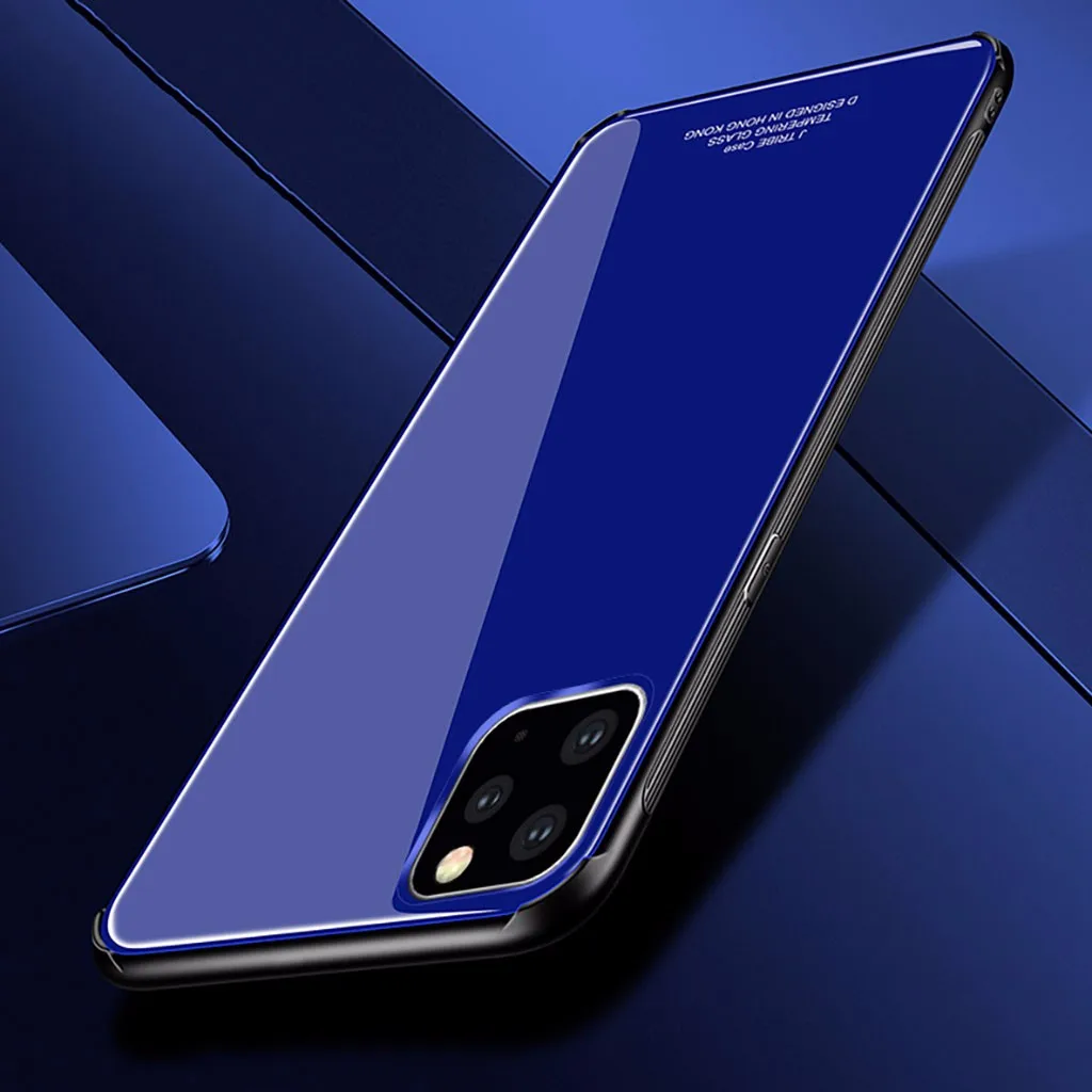 Чехол для IPhone 11 Pro Max 6,5 дюймов стильный прочный Чехол из закаленного стекла зеркальный Жесткий Чехол резиновый чехол