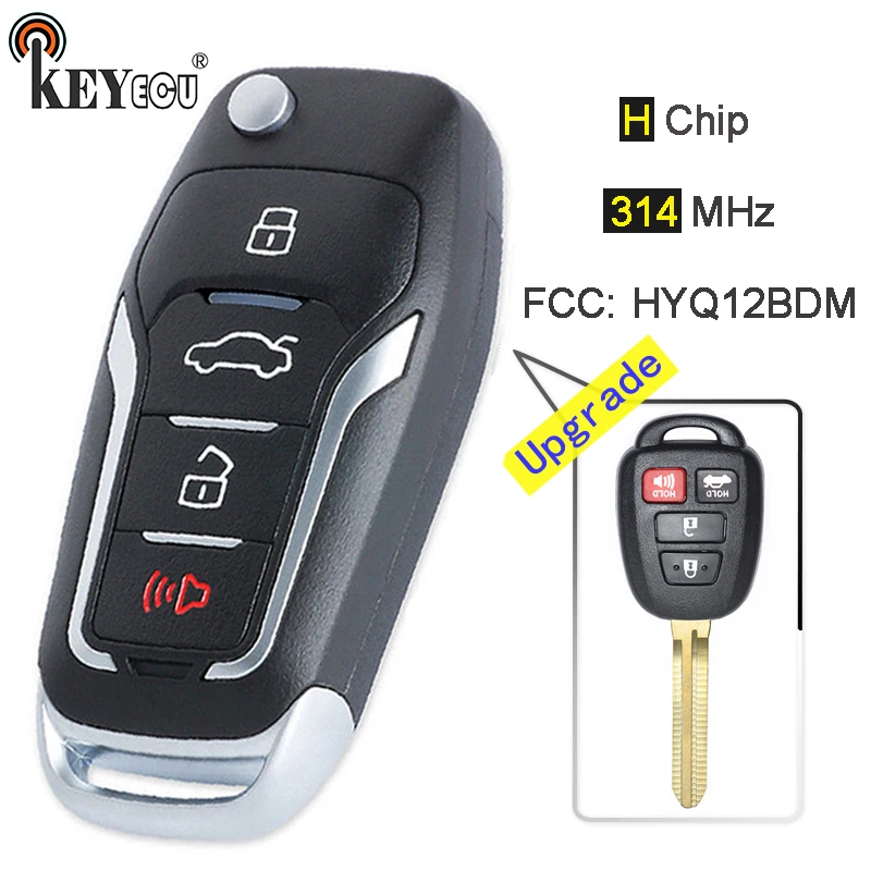 KEYECU 314 МГц H чип FCC: HYQ12BDM Модернизированный раскладной складной 3 + 1 4 кнопки