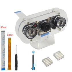 Kit de caméra Raspberry Pi à Vision nocturne à 130 degrés, lumières infrarouges, dissipateurs thermiques, FFC pour Raspberry Pi 4 modèle B 3B + zéro 