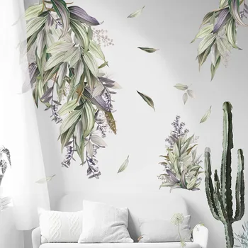 

Nordic style Removable Leaves Wall Stickers Bedroom Living room Decoration Self-adhesive Door Windows Decals Home Decor
