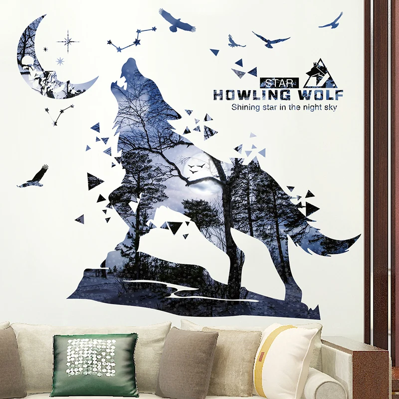 Wolf наклейки на стену лесную тему DIY настенные с животными для дома детской