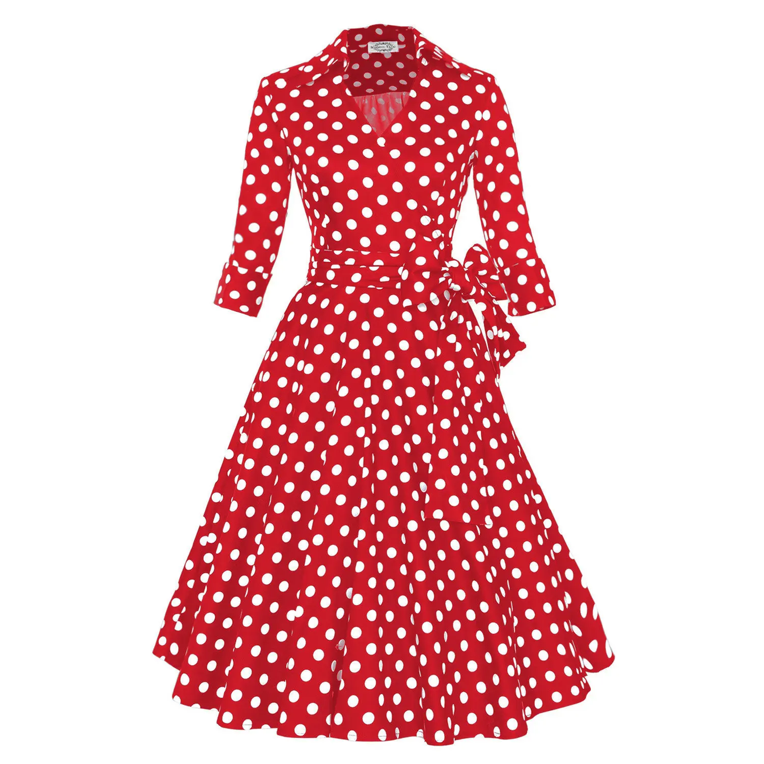 Red dot BacklakeGirls/осенне-весеннее платье с рукавом три четверти; коктейльное платье Polk Dolt; однотонное ТРАПЕЦИЕВИДНОЕ женское платье; Vestido Cocktail - Цвет: Red dot