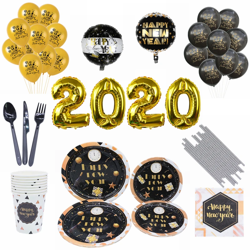 Новый год 2020 воздушный шар Черное золото с новым годом фольга Гелиевый