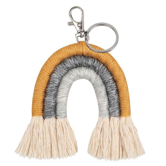 Rainbow Keychains for Women Tassel Macrame Keyrings Key Holder Jewelry P31B