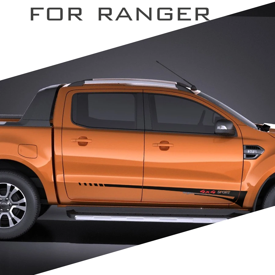 2 шт. 4X4 Спортивная боковая полоса графическая Виниловая наклейка для Ford ranger 2012 2013