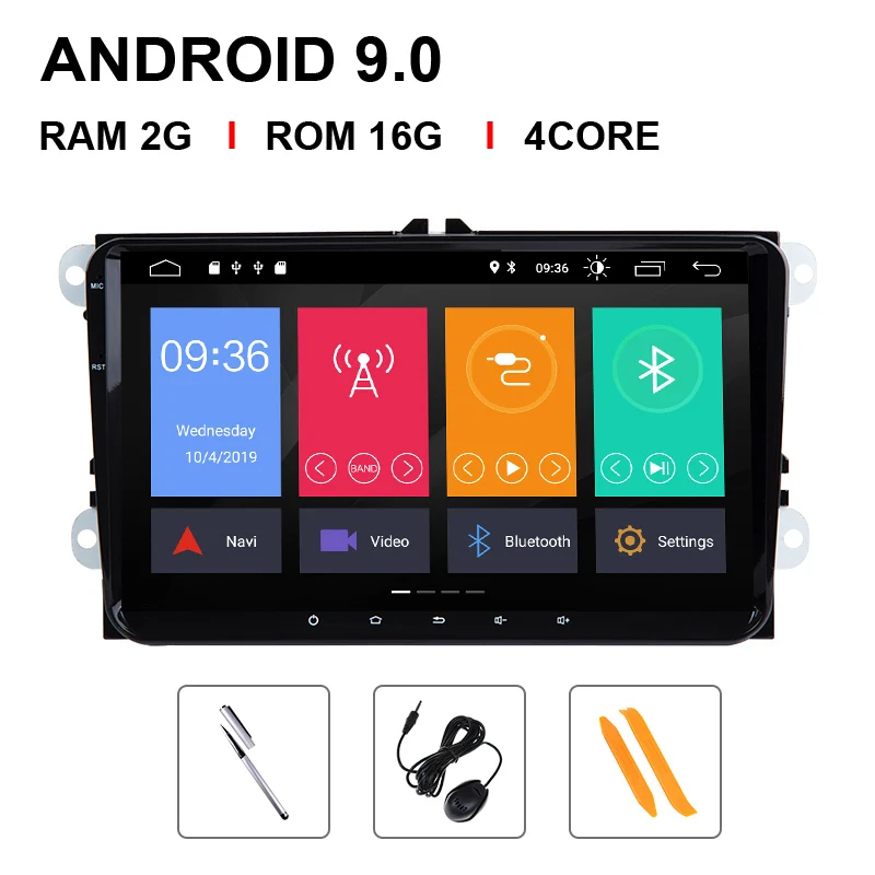 4 Core 16 ROM 2 Din Android 9 Автомобильный мультимедийный gps навигатор для Amarok волксаген VW Passat B6 golf 56 Skoda Octavia 2 Superb 2 Seat Leon радио - Цвет: 4 Core 16 ROM