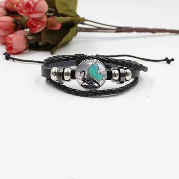 

New Jewelry Dragon Totem Woven Leather Bracelet Crystal Glass Fashion Accessories