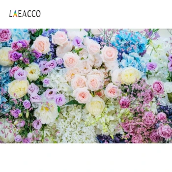 

Laeacco Flowers Photo Background Birthday Photocall Baby Shower Food Cake Photography Backdrops Fond Photographie Mariage Studio