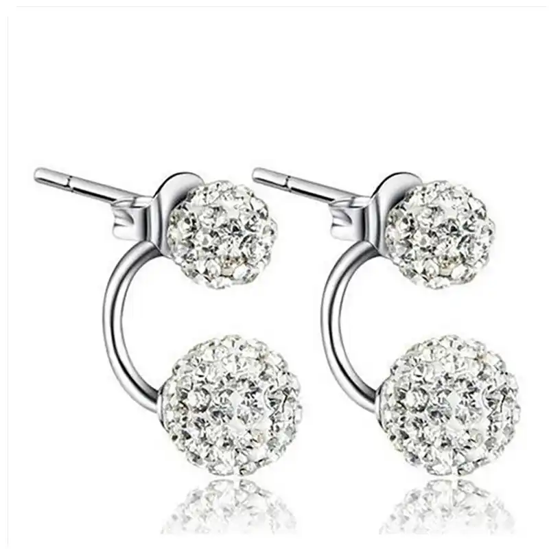 Женский серебряный круглый кристалл сердце обруч серьги Свадебные ювелирные изделия