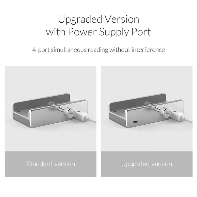 4-Port USB 3.0 Hubs with Android Power Port Adapter Aluminum Alloy Converter Chassis Back Clip Splitter Computer Peripherals
