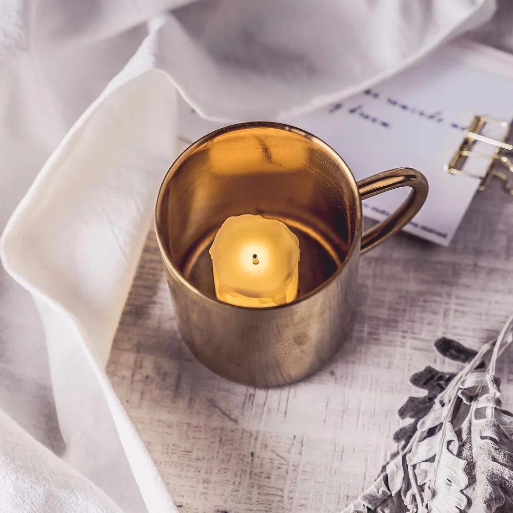 Vintage Pastoral Nordic Wind Shooting Props Model House Decoration Roman Candlestick Candle Electronic Night Light Modern