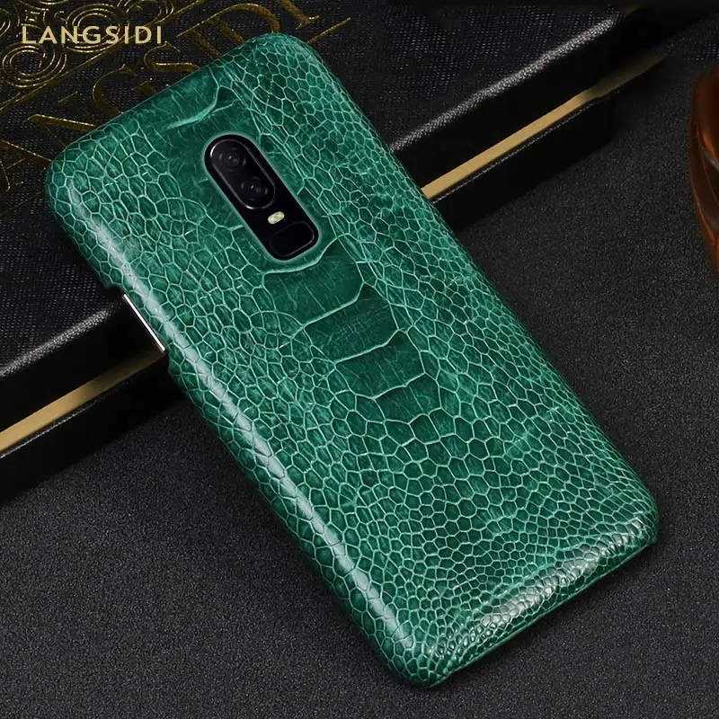 

Natural Ostrich Foot Skin Leather phone case For Oneplus 5 5T 6 6T 7 7T Luxury back cover For One plus 6T 7 Pro 7T Pro Armor