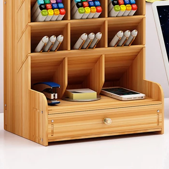 

Large Multi-Function DIY Desktop Storage Box Wooden Office Multi-layer File Rack Supplies File Book Organizer Bookshelf
