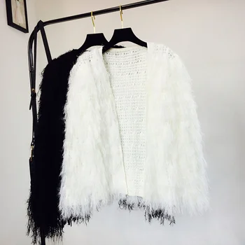 

Korean Tassel Cardigan Woman 2020 Spring and Autumn New Loose Tassel Sweater Wool Hair Coat Cardigan Sweater Jumper Femme pink