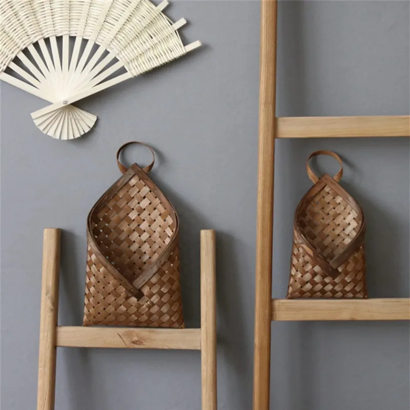 

Natural Handmade Rattan Basket Creative Multifunctional Wall-Mounted Flower Hanging Storage Baskets Desktop Decoration Organizer