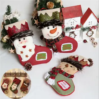 

Large 3D Christmas Stocking Santa Snowman Sack Tapestry Xmas Decoration Stockings Large Presents Candy Gifts Collection Bag New
