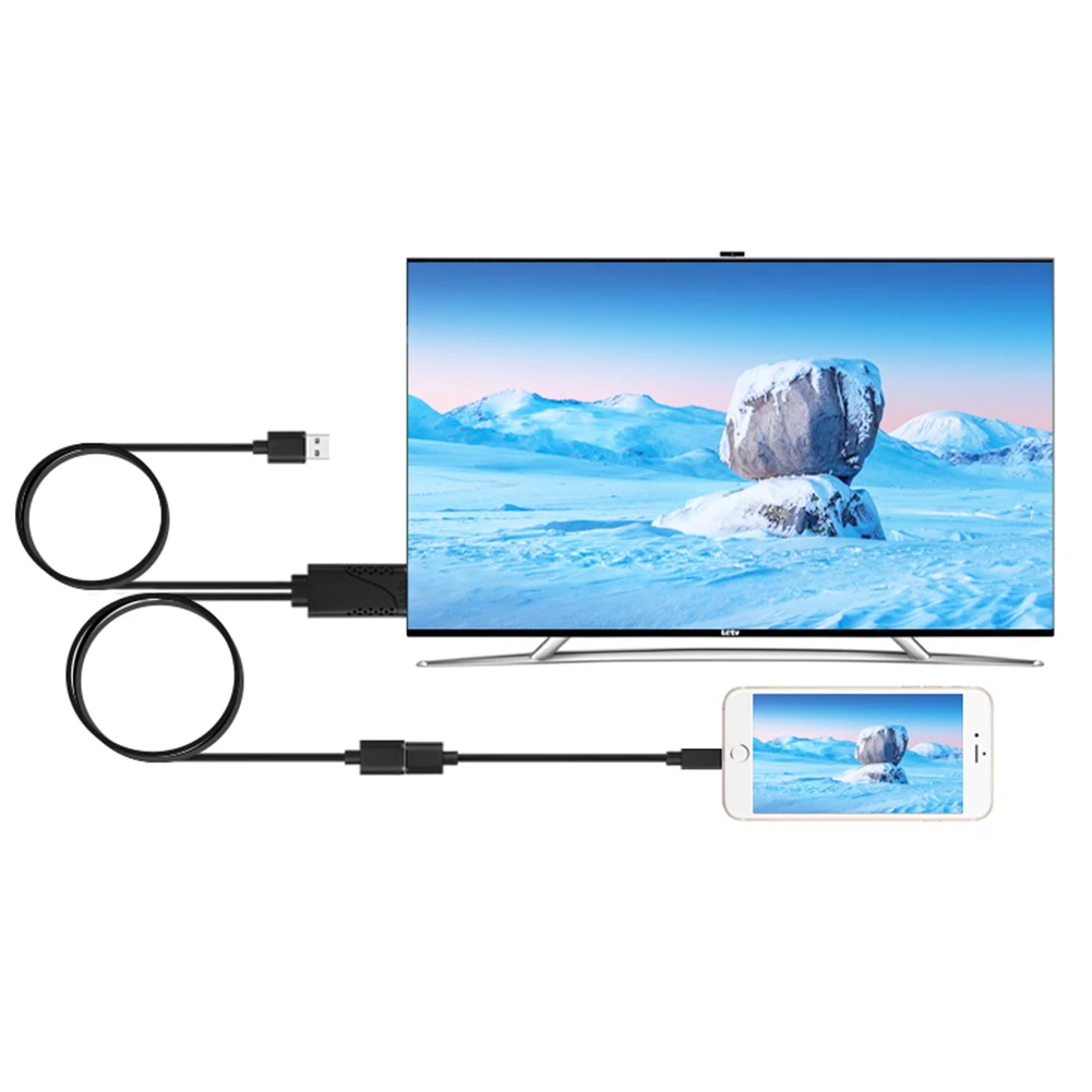 Прочный 1080P USB Женский к HDMI кабель HDTV адаптера Шнур для iPhone Android