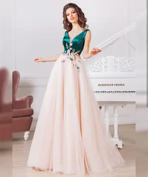 

Evening Dress V-Neck A-Line 2020 Simple Satin Sleeveless Women Formal Gowns Christmas Party Court Train Elegant Graceful Sexy