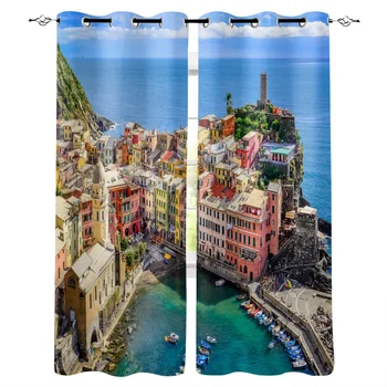 

Multi-size Italy Cinque Terre Ocean Window Curtains Polyester Fabric Living Room Curtain Home Decor