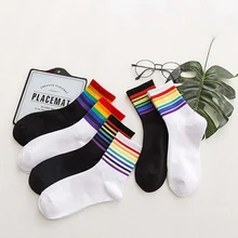 Зимние новые носки унисекс радужные полосатые носки рождественские Модные теплые рождественские повседневные хипстерские Чулочные изделия