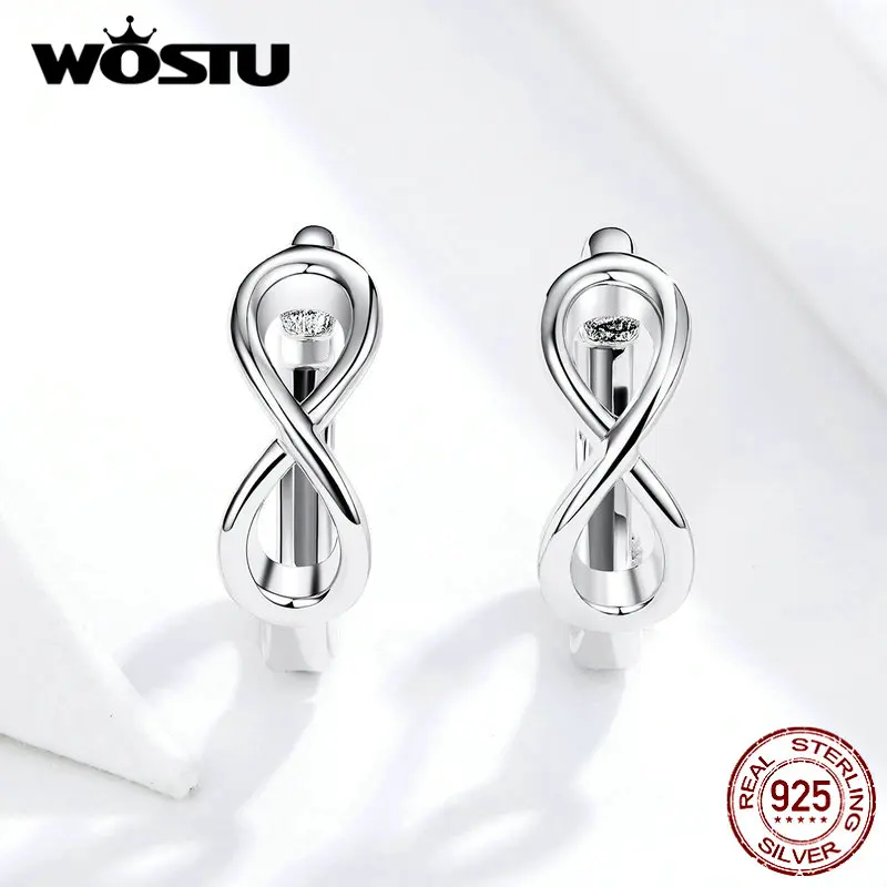 WOSTU, новинка, настоящее 925 пробы, серебряные серьги-гвоздики бесконечной любви для женщин, серебряные серьги, подарок FIE743
