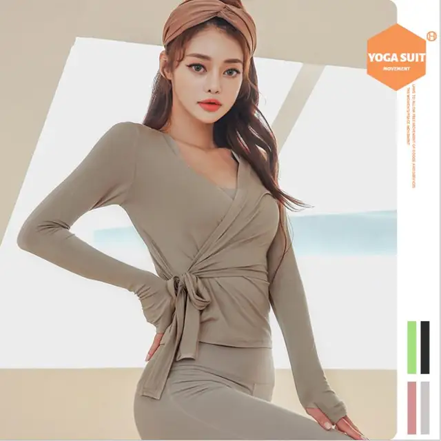 Fashion Slim Long Sleeve Lace-Up Yoga Tops Quick Dry Breathable Outdoor Sportswear Fitness Gym Running Women Sport Yoga Shirt