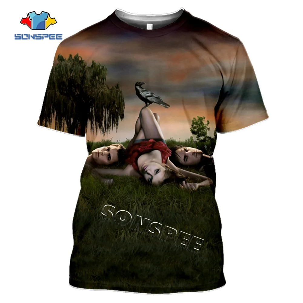 SONSPEE The Vampire Diaries 3D Printing T-shirt Summer Men Casual tshirt Streetwear Hip hop Short sleeve Top Women Tee Clothing (20)