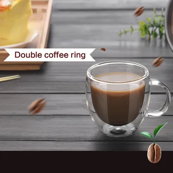 

New Double Wall Glass Coffee Tea Cup New Heat-resistant Double Layer Glass Handle Coffee Cup