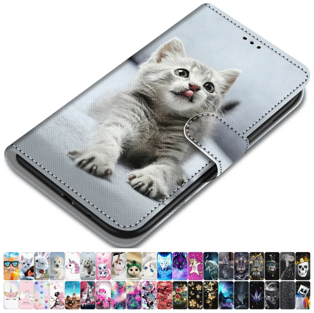 

For Case Sony Xperia 10 L2 L3 PU Leather Phone Cover Animal Floral Tower Lovely Girl Boy Box Mountain Magnet Card Slot Capa O08F