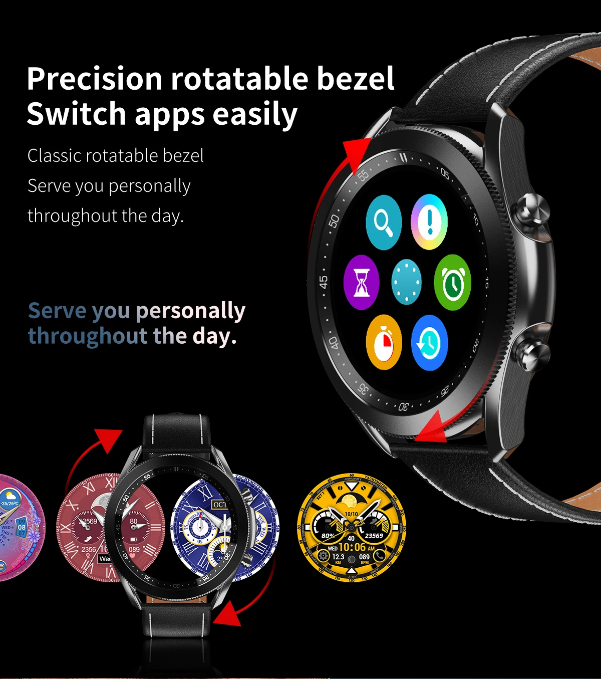 Vwar Watch3 Rotating Bezel Smart Watch 